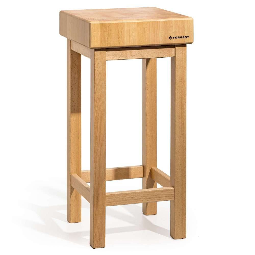 Ceppo da Macellaio in Legno di Faggio, Piano 40x40x10 cm, Base Robusta, Strumento Ideale per la Preparazione di Carne, Tagliere da Carne, Ceppo da Lavoro
