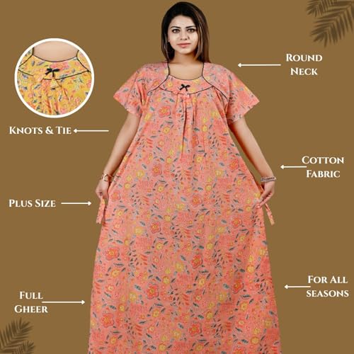 Image of Bejod's Collection Women Pure Cotton Nighty Combo Pack | Full Length Floral Printed Cotton Nighty Maxi | Soft & Breathable Night Dress for Women L to 4XL