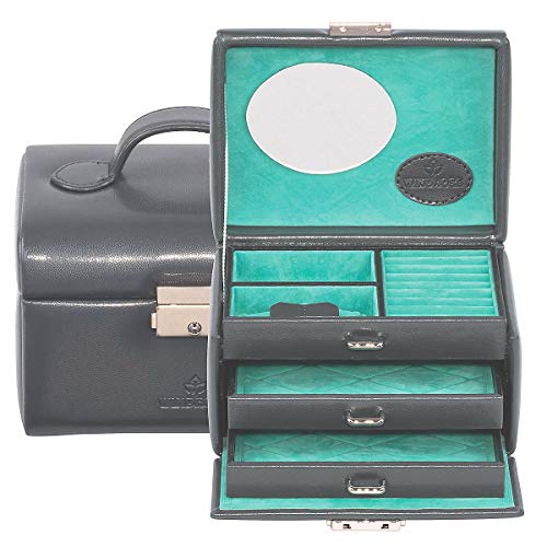 Windrose Merino kleiner Schmuckkoffer 15 cm anthrazit