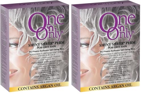 One 'n Only Shiny Silver Perm Kit - Self Heating Home Perms for Women with Argan Oil - Hair Treatment for Soft, Manageable Curls with Gray Hair (1 Box) (Pack of 2)