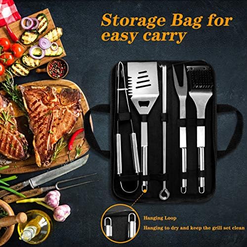 QH7 10 Pack BBQ Barbecue Tool Set, Stainless Steel Outdoor Barbecue