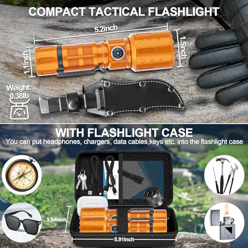Image of Banral Flashlights High Lumens Rechargeable, Super Bright Long Range Small Powerful Flashlight, 6 Modes LED Tactical Pocket Waterproof Flash Light for Home Emergency (2, Orange)