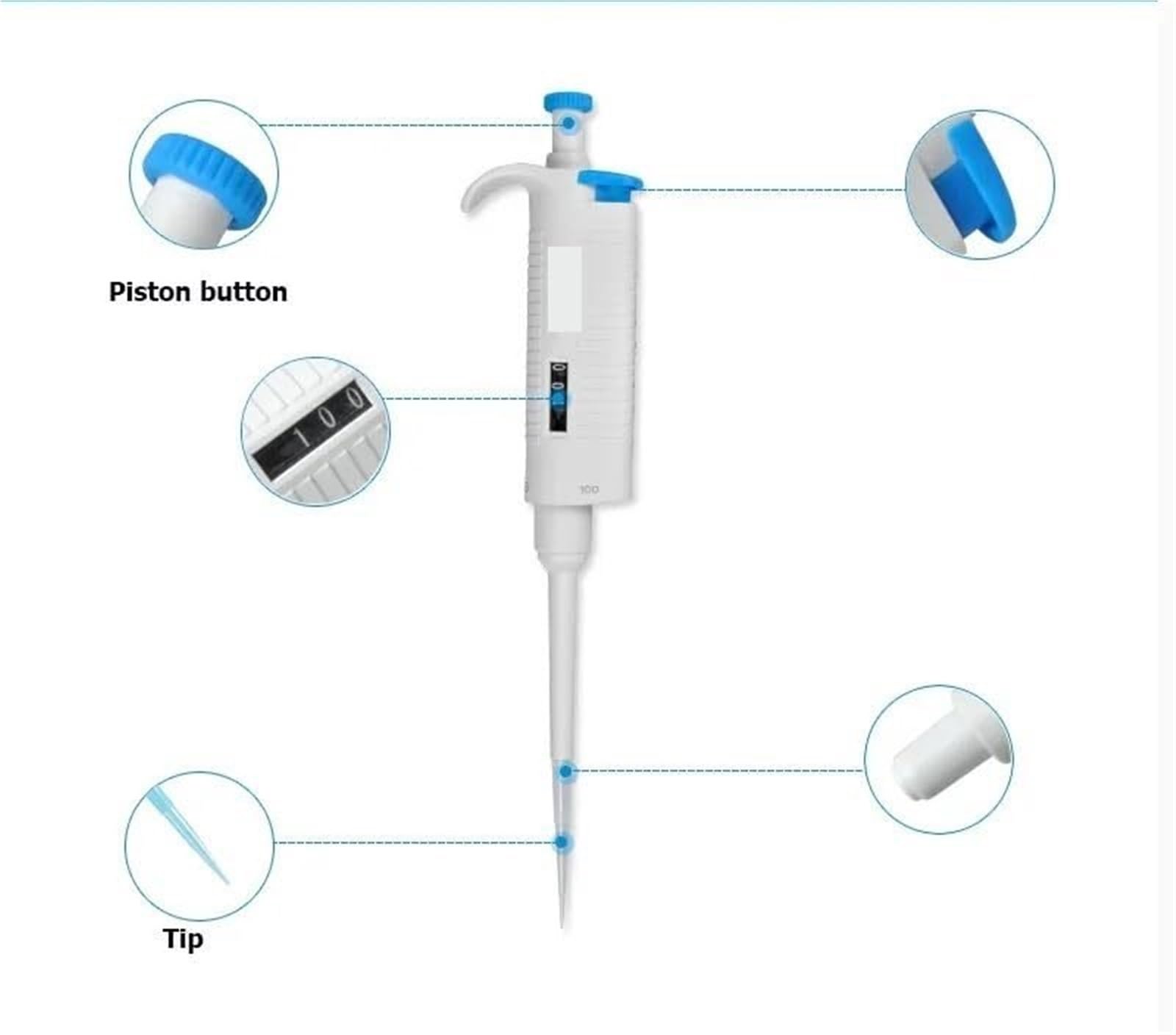 Pipetta elettronica, Pipetta, Pipette Regolabili A Volume Variabile Automatico A Canale Singolo Da Laboratorio,Dispositivo pipetta portatile(5-50ul)