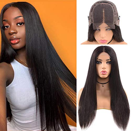 Goldfinch Straight Lace Front Wig Human Hair 4x4 Lace Closure Wig 18 inch Remy Virgin Straight Hair Wig For Black Women 130% Density Natural Color