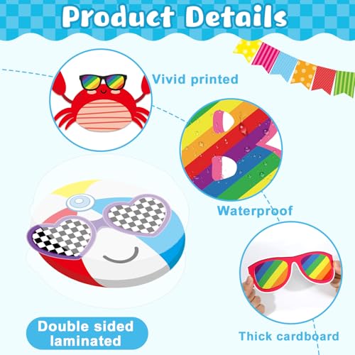 Image of gisgfim Sun Sunglasses Bulletin Board Decorations Summer Hawaiian Paper Cutouts Tropical We're A Bright Bunch Classroom Bulletin for Back to School Teacher Student Door Wall Chalkboard Decor Supplies