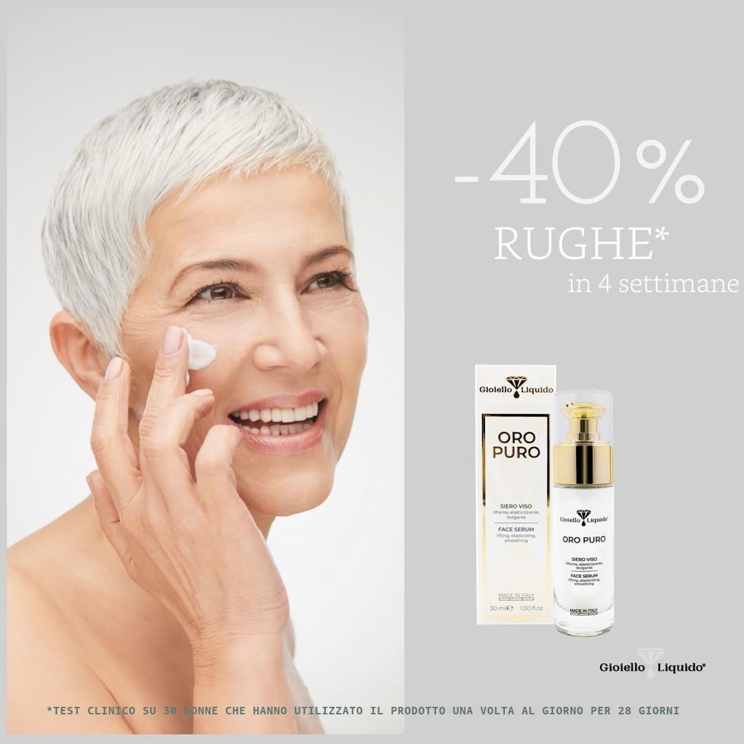 Gioiello Liquido Crema Viso 24H - Antiage con Oro Colloidale, Acido Ialuronico e Rosa Damascena Effetto Lifting e Illuminante – Made in Italy – Per Viso, Collo e Décolleté formato viaggio