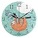 Wall Clock Smile Sloth Silent Non Ticking Operated Round Easy to Read Home Office School Clock