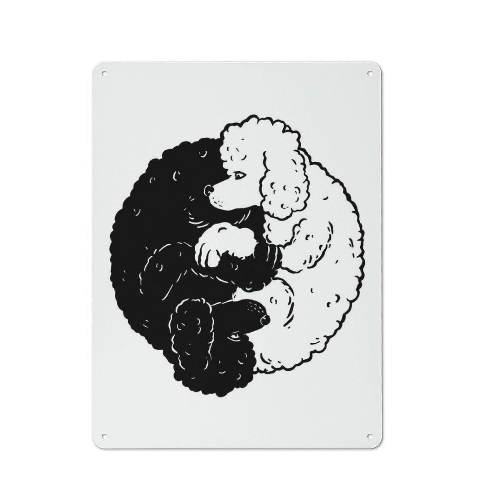 Understated Office Metal Sign 40x30cm Featuring Yin Yang Poodle Dogs, Studio Wall Plaque for Office, Study, Studio Or Hallway