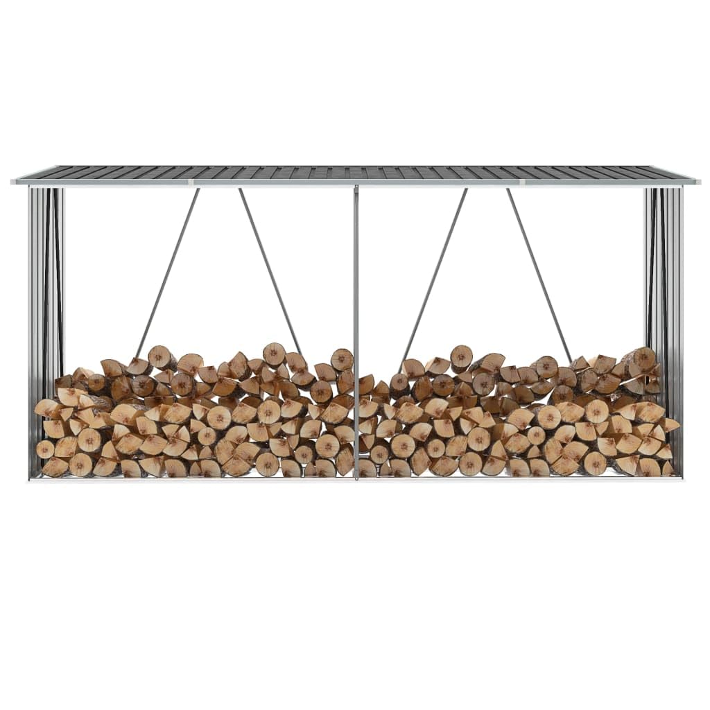 Refined Brennholzlager Kaminholzunterstand Brennholzregal Brennholzunterstand Kaminholzständer Holzlager Verzinkter Stahl 330x84x152 cm Anthrazit