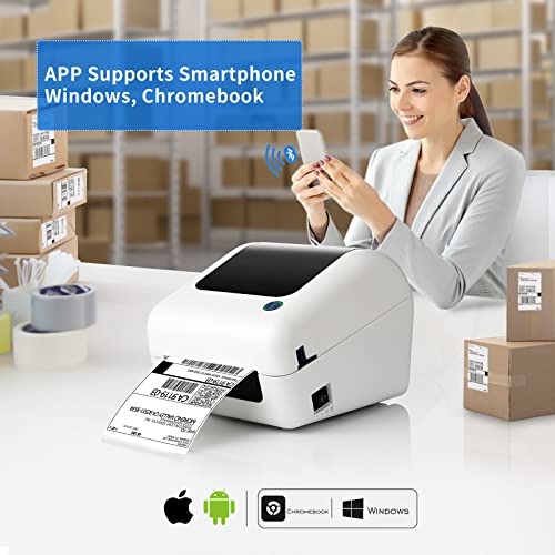 Image of Bluetooth Thermal Shipping Label Printer - Wireless 4x6 Label Maker for packages, Compatible with iPhone and PC, Phone, USB for MAC, Works with Ebay, Amazon, Shopify, Etsy, UPS, USPS Barcode, Upgrade