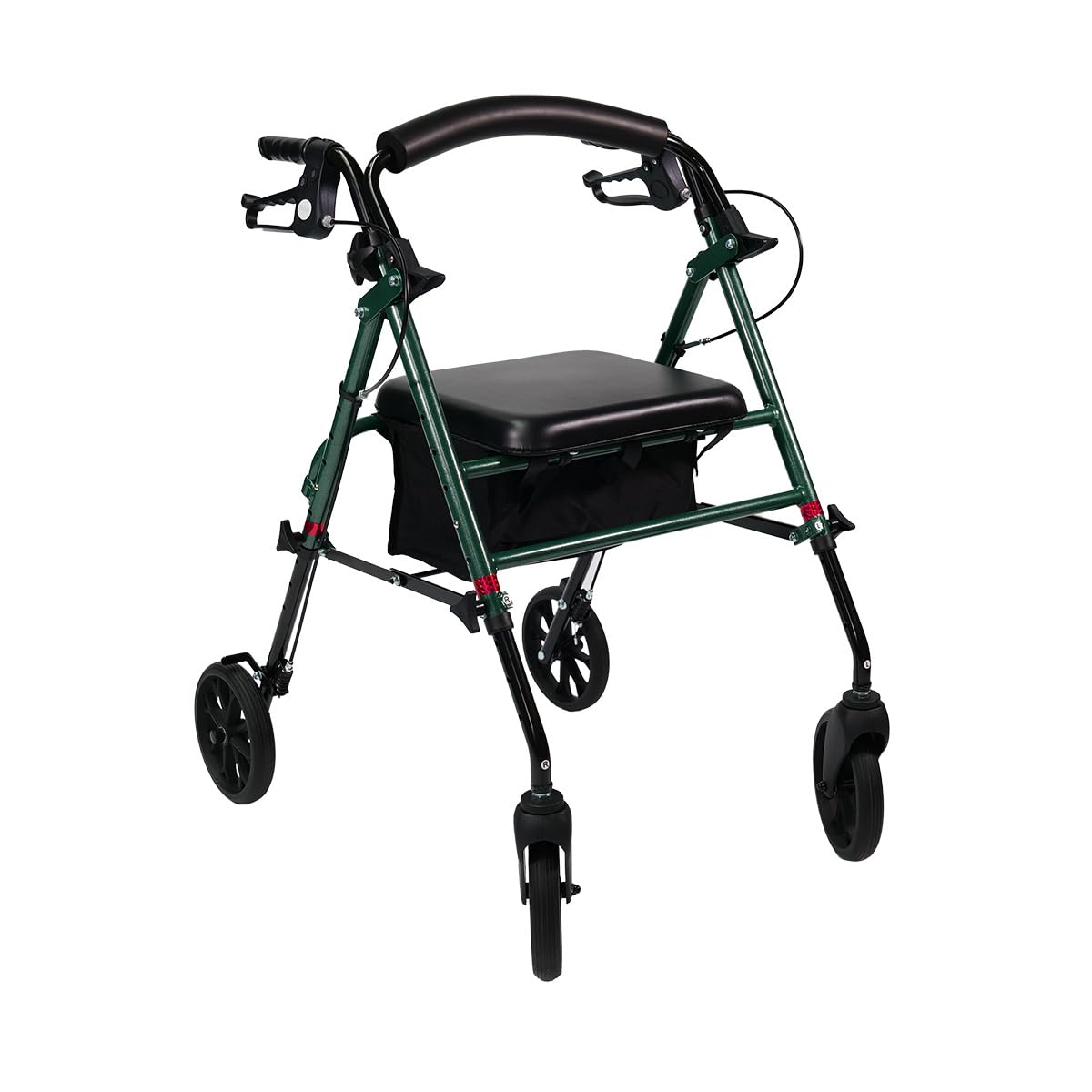 Rollator Standard - Anthrazit grün - faltbar und leicht mit Sitz - Aluminiumgestell - Nylontasche