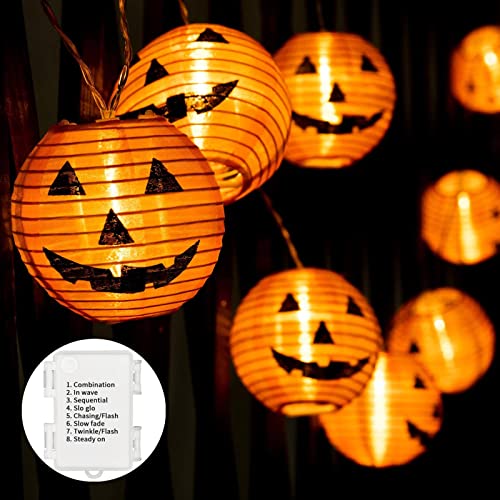 Halloween Deko 3D Kürbis Lampion Lichterkette - BAYHT 30LED Lampions Horror Kürbis Lichter, 8 Modi Wasserdichtes Batteriefach mit Timerfunktion, für Außen & Innen, Garten, Hof, Halloween Party