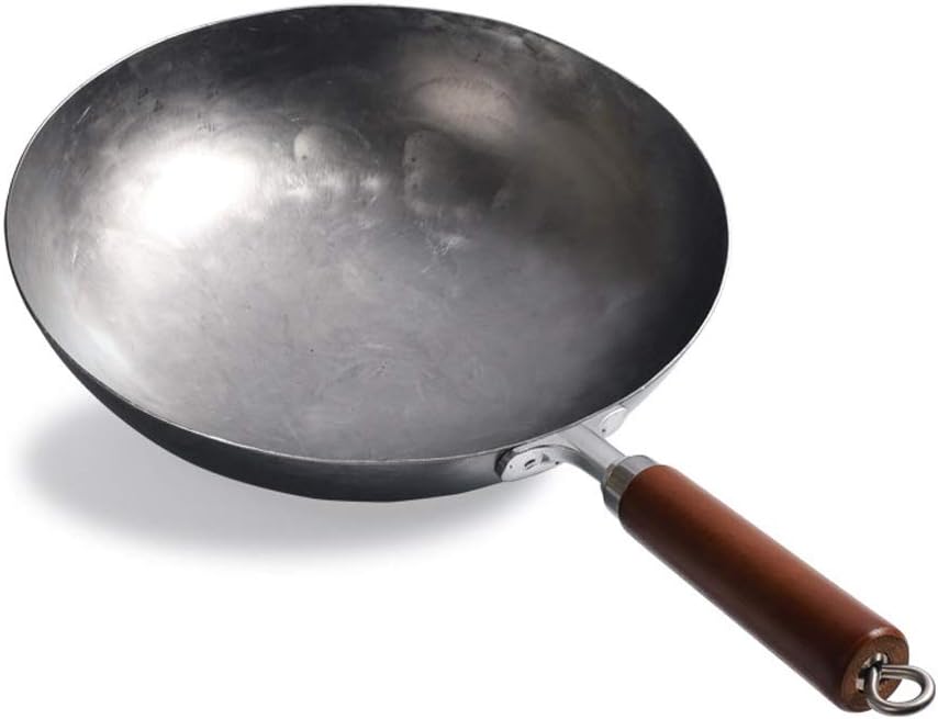 Cookware 32/34CM Traditional Handmade Wok Old-Fashioned Iron Wok Without Coating Non-Stick Gas Cooker Wok Cookware Pot (Size : 34cm)