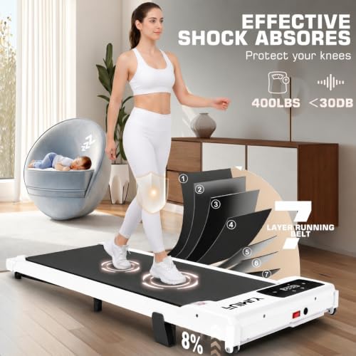 Image of FUNMILY Walking Pad with Incline 8%, 3.5HP Under Desk Treadmills for Home Office Apartment Dorm, 400lbs Capacity, LED Display, Portable Compact Space-Saving Design, Quiet Walking Pad Treadmill