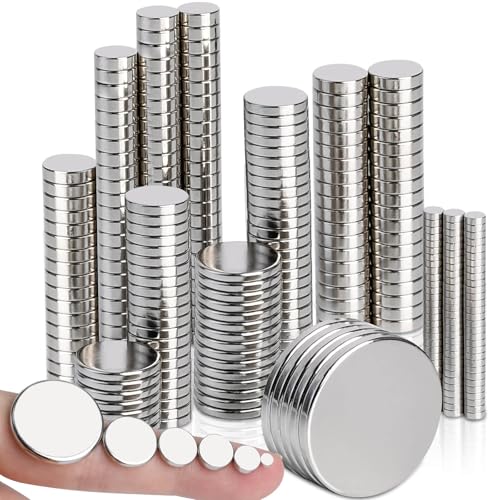 Neodymium Disc Magnets, 6 Different Size Round Rare Earth Magnets 198Pcs