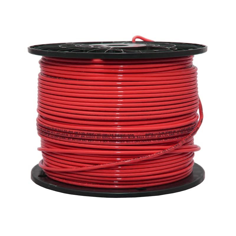 Paladin 12 AWG Gauge Copper Stranded Building Wire 500' FT Roll THHN/THWN 600 Volt - UL Listed (Red)