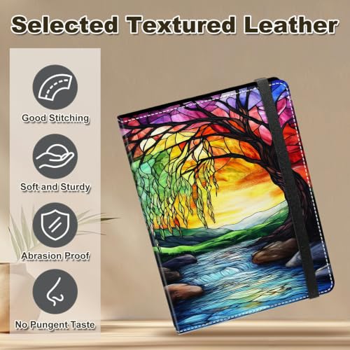 Image of Photo Album 4x6 120 Photos with Strong Elastic Band, Stained Glass Tree | Large Capacity Premium Leather Picture Album, Portable Wallet Albums Photo Book for Family Anniversaries Wedding Baby