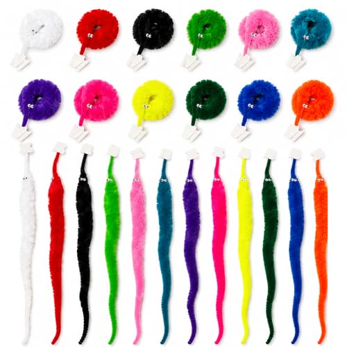 Zalmax 12 Pack Magic Fuzzy Worms on a String Cat Party Favors