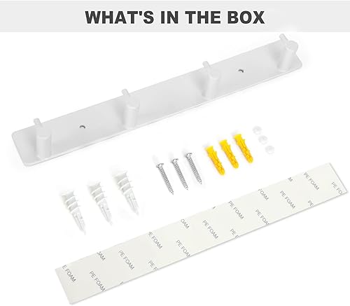 Miniatura 6 de Soporte para llaves de pared, soporte negro para llaves con 4 ganchos para colgar llaveros, correa de perro, paraguas, lentes de sol, colgador de