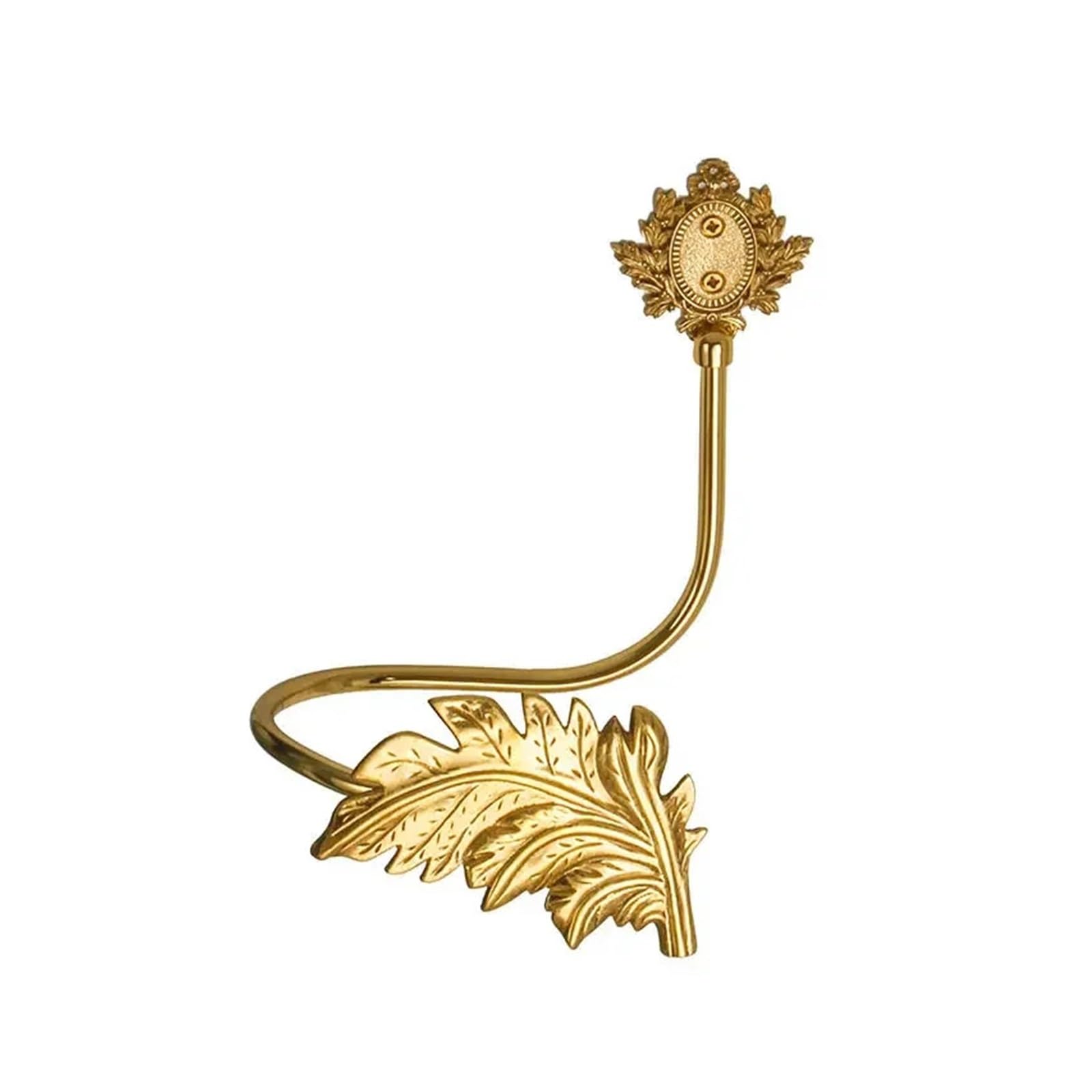 Brass Curtain Tieback Hook Creative Angel Wings Brass Pure Copper Curtain Hook Decorative Retro Wall(Leaf right)