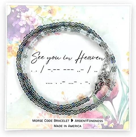 "See you in Heaven" Morse Code Bracelet Memorial Jewelry, Condolence Gift for Loss of a Loved One, Beaded Remembrance Wrap Bracelet for Women, Religious Christian Grief Gift Angel Missing You