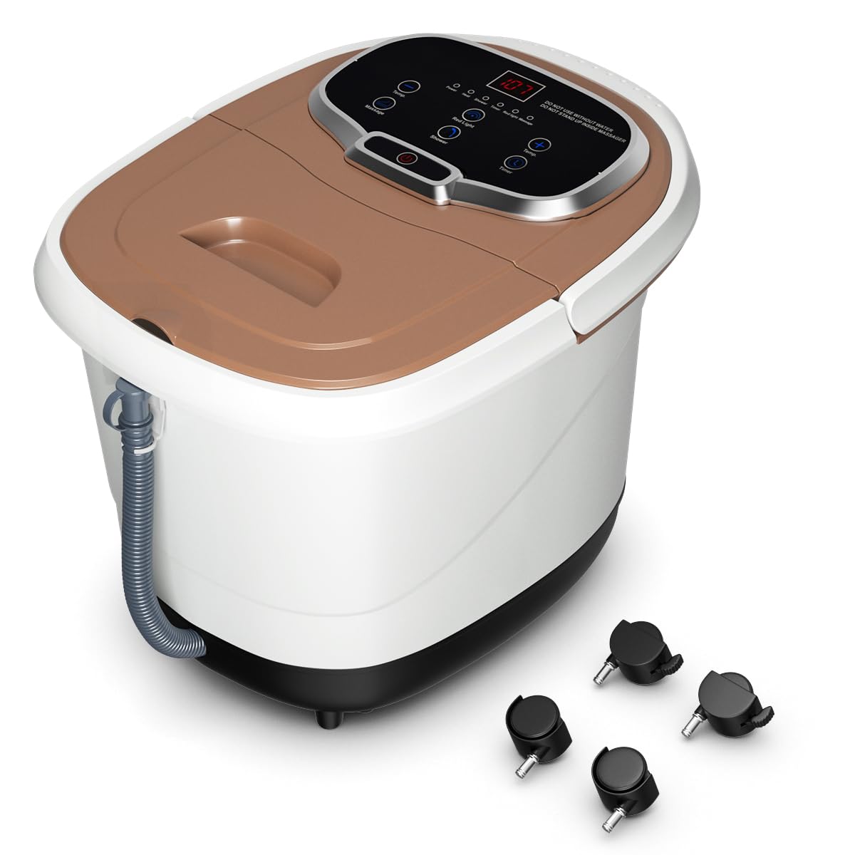 SOARS Fußbad Massagegerät elektrisch, Fußbadewanne mit Abnehmbarer Massagefläche, mobiles Fußmassagegerät mit Heizungs- & Dusch-Funktion, 10-60min Timer, 35-48℃ (Braun)