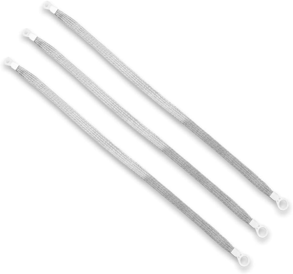 Automotive Grounding Strap 24" Braided Ground Straps (1/2" Ring To 1/2" Ring) - 3-Pack | Made In USA Ground Strap Automotive