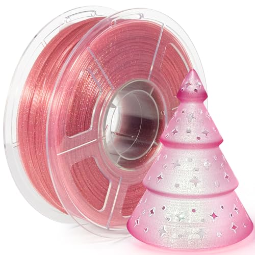 Image of iSANMATE 3D Printer Filament, Transparent Glitter Light Pink PLA Filament 1.75 mm, 3D Printing Filament 1KG /2.2lb