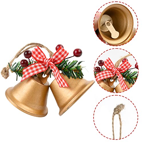 6Pcs Christmas Jingle Bells Ornaments: Gold Crafts Bells Christmas Tree Ornaments, Xmas Metal Bells Christma Tree Hanging Decorations For Indoor Outdoor Home Party Holiday Supplies #TOP4
