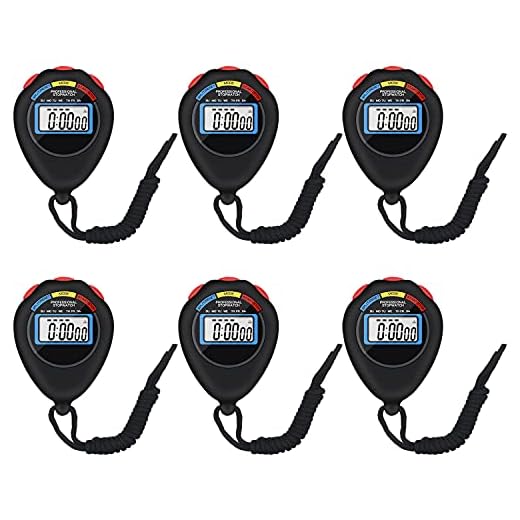 6 Pack Multi-Function Electronic Digital Sport Stopwatch Timer, Large Display with Date Time and Alarm Function,Suitable for Sports Coaches Fitness Coaches and Referees（Black）