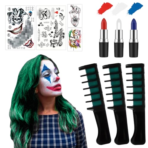 VEQENIFY Haarkreide Grün Haarkreide Temporär Haarkreide Kamm Grüne Haarfarbe für Kinder Frauen Männer Karneval Make Up Temporäre Haarfarbe Grün für Karneval Cosplay Weihnachten Halloween Party VEQENIFY Haarkreide Grün Haarkreide Temporär Haarkreide Kamm Grüne Haarfarbe für Kinder Frauen Männer Karneval Make Up Temporäre Haarfarbe Grün für Karneval Cosplay Weihnachten Halloween Party