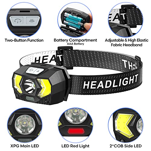 Lsnisni Led Headlamp 2 Pack,1500 Lumen Bright Head Lamp With 7 Modes,Lightweight And Adjustable Headlight For Head,Ipx5 Waterproof Head Light For Adults Camping Outdoor, 6Aaa Batteries Included #TOP1