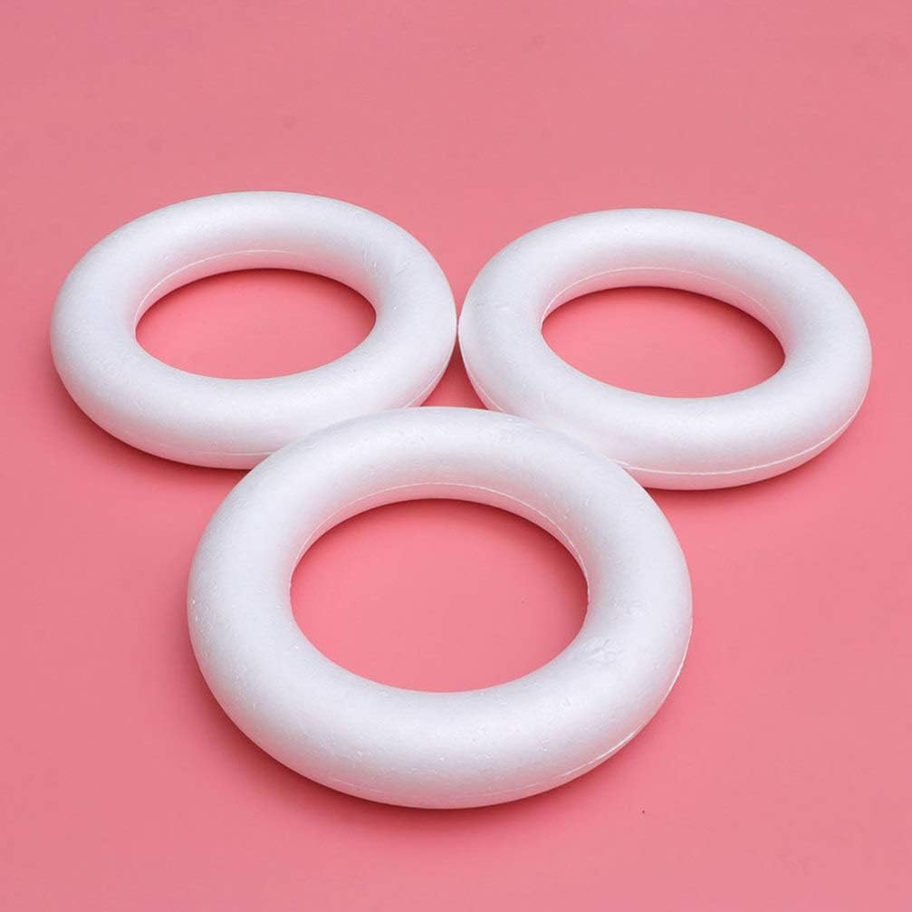 Healifty 2pcs White Foam Rings Polystyrene Foam Ring for DIY Arts and Crafts Supplies Wedding Wreath Floral Arranging Decoration - Image 5
