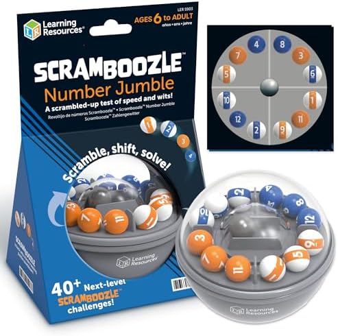Learning Resources Scramboozle Number Jumble - 3D Brain Teasers for Kids and Adults, Puzzles for Teens, Critical Thinking and Problem Solving Game, Travel Toy, Fidget Toys, Gifts for Boys and Girls