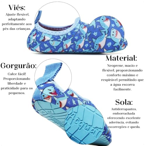 Sapatilha Aquática Infantis Antiderrapantes, Macias, para Praia, Piscina, Natação, Surf, Barco, Pesc