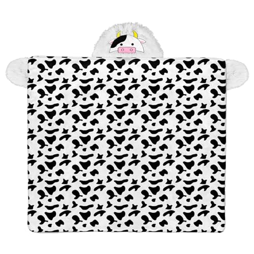 cobertor animal com capuz | Cobertor fofo com capuz de flanela vestível de vaca para mulheres,Cobert