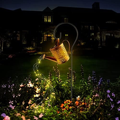 Solar Watering Can Lights Garden Decor, Solar Lights Outdoor Decor, Hanging Solar Lantern Decor for Yard Table Patio Porch Lawn, Metal Waterproof Solar Garden Lights Gift for Mom Women Birthday