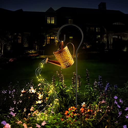 Solar Watering Can Lights Garden Decor, Solar Lights Outdoor Decor, Hanging Solar Lantern Decor For Yard Table Patio Porch Lawn, Metal Waterproof Solar Garden Lights Gift For Mom Women Birthday #TOP1