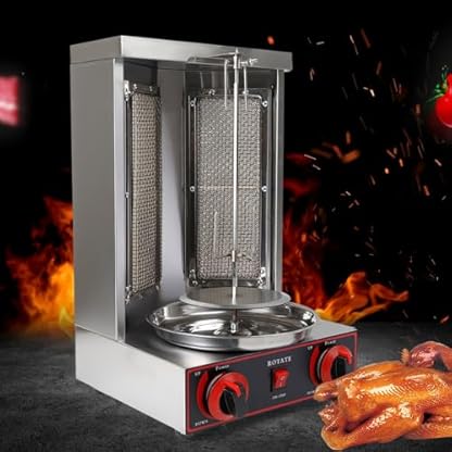 3000W Dönergrill Edelstahl Gas Döner Kebab Maschine Tischgrill Gyrosgrill Gas Grill für Hotels, Restaurants, Haushalte, 360°Drehbare Infrarotheizung, 29,5 x 30 x 48,5cm – Bild 3