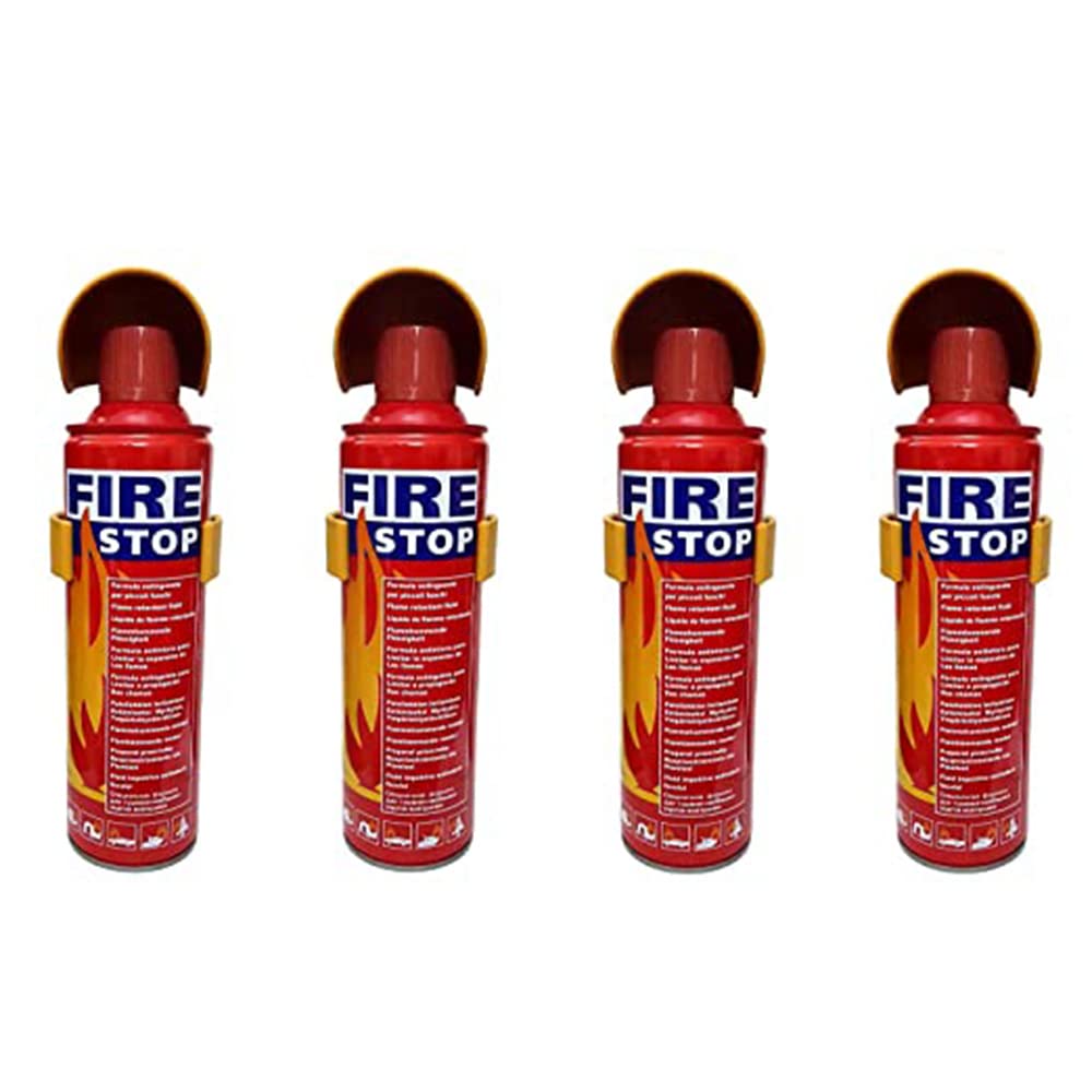 VOILA Fire Extinguisher for Car & Home (500ml), Portable, Compact & Easy to Use, Includes Mounting Stand, Ideal for Car, Taxi, Auto, Vehicle, Home, Office, for Non-Electrical Fire (Pack of 4)