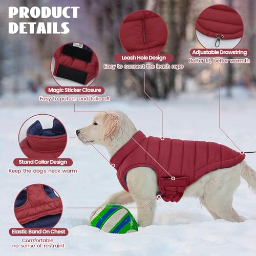 Lelepet Reversible Dog Winter Coat, Warm Waterproof Jacket for Small Dogs Puppy Winter Puffer Jacket, Windproof Dog Vest - Image 2