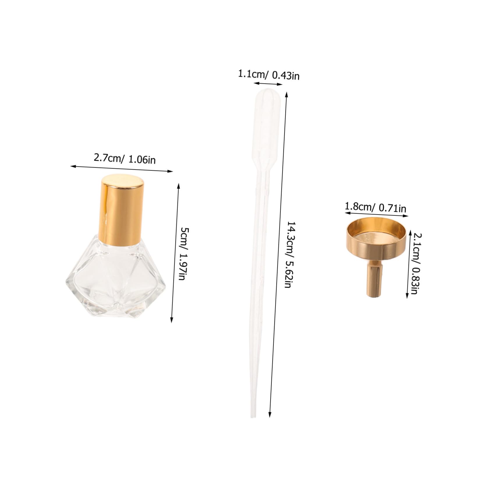 36 Pezzi Flaconi Roll-on per Oli Essenziali 8ml con Sfera in Metallo e Tappo Dorato, Dotati di 2 Imbuti e 4 Contagocce, Design a Stella a Cinque Punte per Uso Quotidiano a Casa