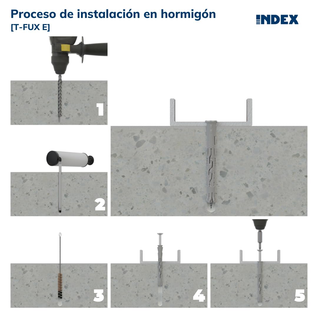 Index 184 TFUXE10080 Index TFUXE10080-Taco of Nylon Universal Alto Rendimiento Taco Cilindríca Tornillo Cabeza Hexagonal Homologado ETE 10 x 80 Ø10, 50 uds.)