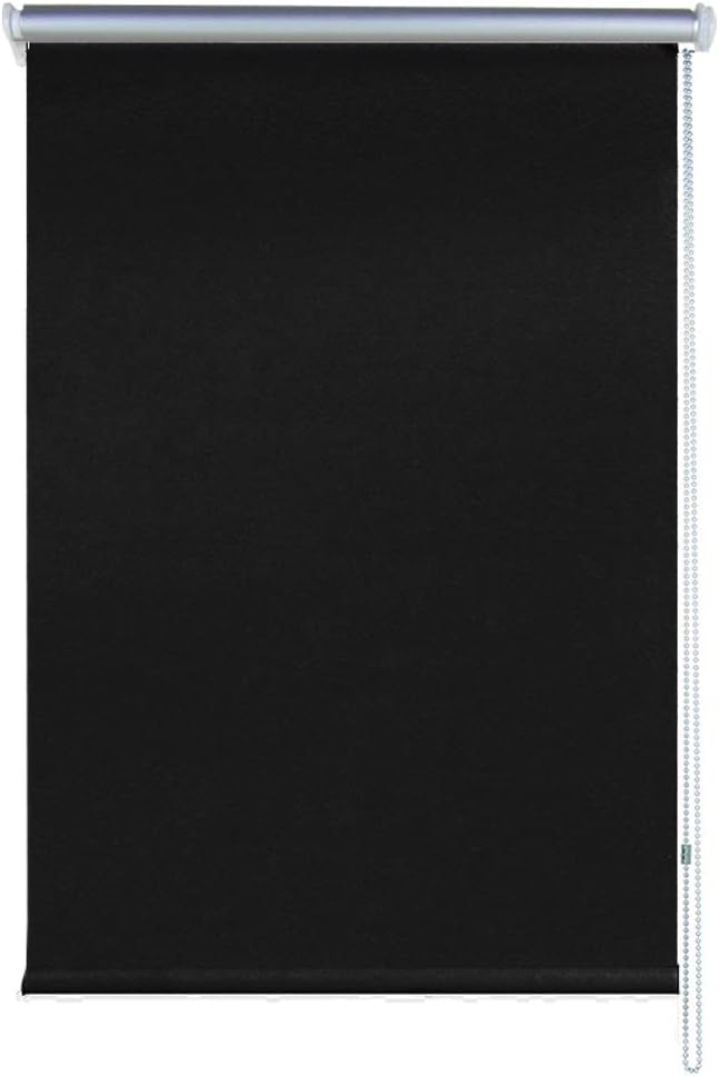 Froadp Thermal Blackout Roller Blinds without drilling Trimmable Waterproof Fabric UV Protection for Windows of Bedrooms Bathroom Office Livingroom(70x160cm, Black)