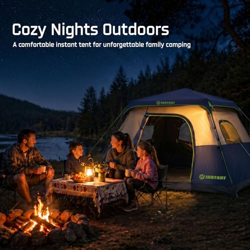 Image of Instant Tent, 6 Person Blackout Tents for Camping with Top Rainfly