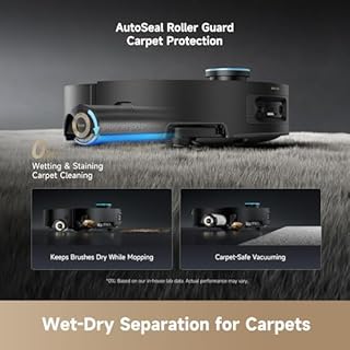 DREAME Aqua10 Ultra Roller Robot Vacuum and Mop & 30,000Pa Suction, Self-Cleaning Dock & Extending Roller Mop, Heat-Washes & Dries, Carpet Protection, AI Camera & LiDAR Avoidance Tech, Voice Control