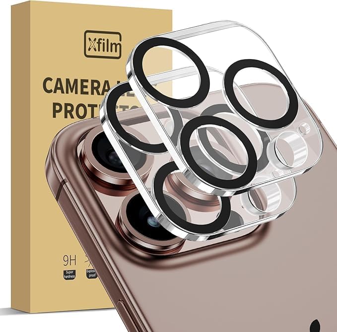 Image of 2 Pack Camera Lens Protector Compatible for iPhone 16 Pro /16 Pro Max, 9H Hardness Tempered Glass Camera Cover, Ultra HD, Anti-Scratch, Case Friendly