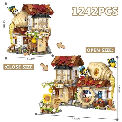 Image of SKY LINE OCEAN Honey Workshop Building Blocks Set (1242+ PCS) | Street View Mini Bricks Farmhouse Architecture Model Kit for Ages 14+ | Creative DIY Display Decor | 5 Year Structural Warranty