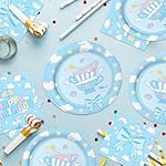 40Pcs Blue Cartoon Dog Happy Birthday Party Decorations Blue Bow Cartoon Plates and Napkins Baby Shower Party Supplies Set for 20 Guests - Image 5