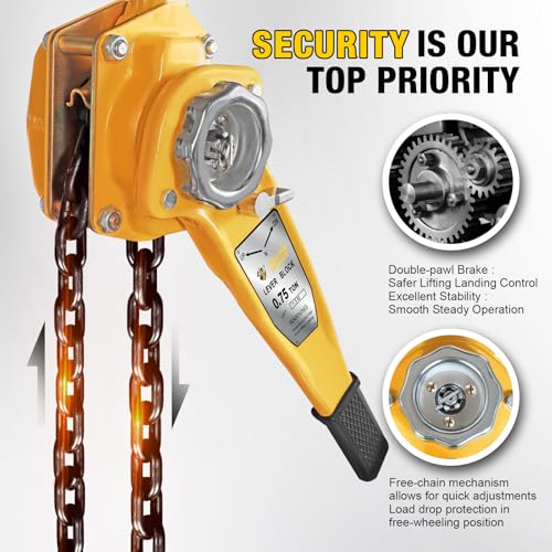 YELLOW JACKET 3/4 Ton Manual Lever Chain Hoist, G80 Galvanized Carbon Steel with Weston Double-Pawl Brake, Chain Come Along and Safety Measures for Chain Fall by YELLOW JACKET - Image 4
